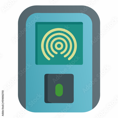 Digital fingerprint scanner device icon illustration