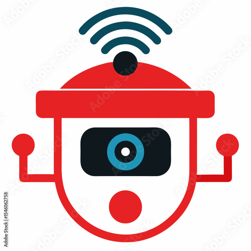 Wireless smart robot icon design illustration