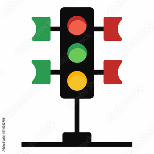 Simple cartoon traffic light with side indicators
