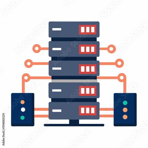 Server rack network data center system illustration