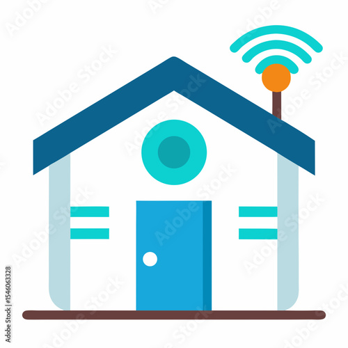 Smart home icon wifi connected house illustration