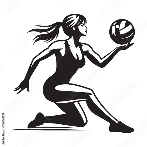 Disciplined female athlete maintaining her unwavering commitment and rigorous training - female athlete silhouette - female athlete Vector - Silhouette of female athlete
