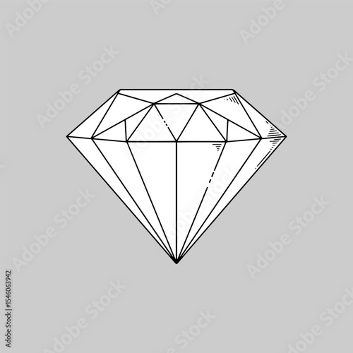 Diamond doodle illustration in outline and line art style