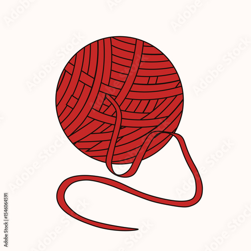 Ball of thread isolated transparent. Vector illustration of simple red ball of thread. Red knot template design. EPS 10