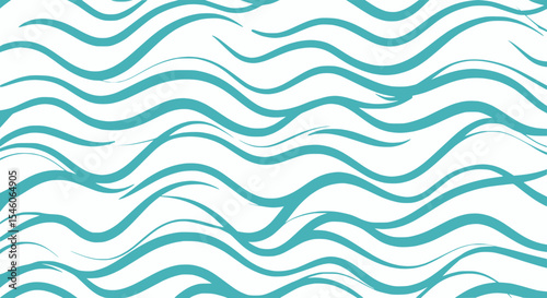Serene seamless pattern of stylized teal waves, perfect for conveying fluidity, water, or calming background designs.