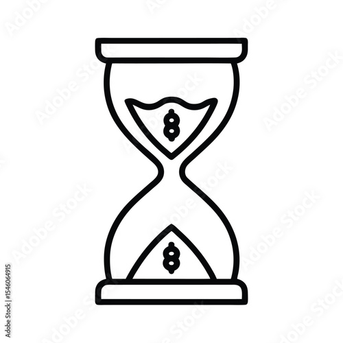 Hourglass balancing dollar and time value concept Vector illustration