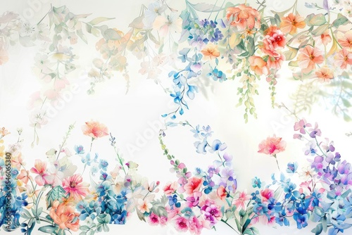 Vibrant Picture of Wedding Floral with Floral Garden Watercolor on White Background