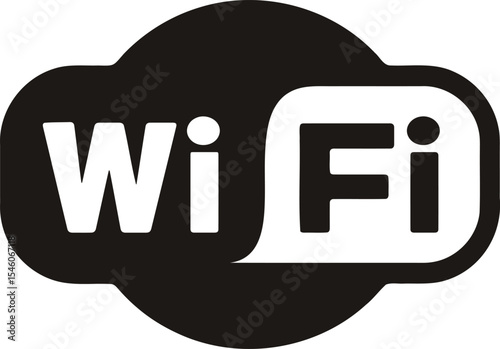 Wi-Fi Connectivity Symbol: The sleek, minimalist representation of seamless Wi-Fi connectivity, rendered in bold black, conveys instant access and data transfer. A universal emblem of connection