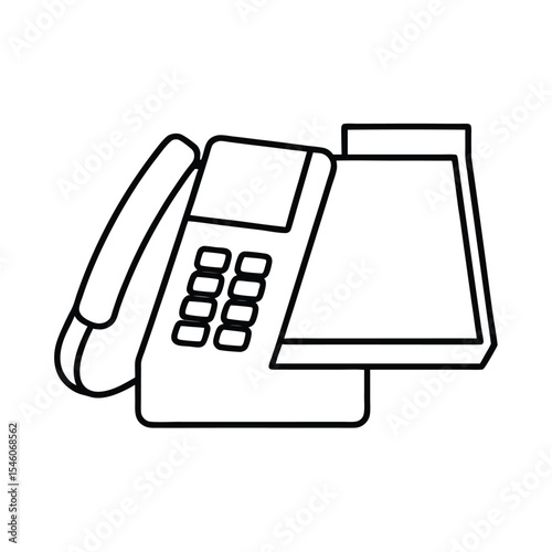 Office telephone placed beside lined notepad Vector illustration
