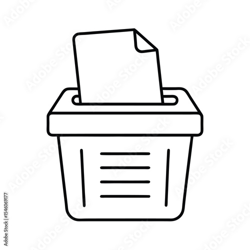 Paper shredder in action with document halfway inside Vector illustration