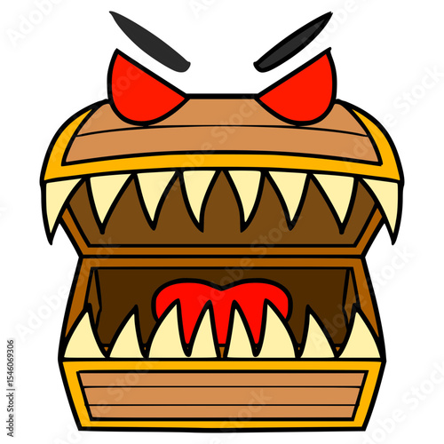 treasure chest monster illustration hand drawn isolated vector