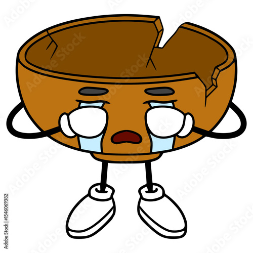 broken bowl character illustration hand drawn isolated vector