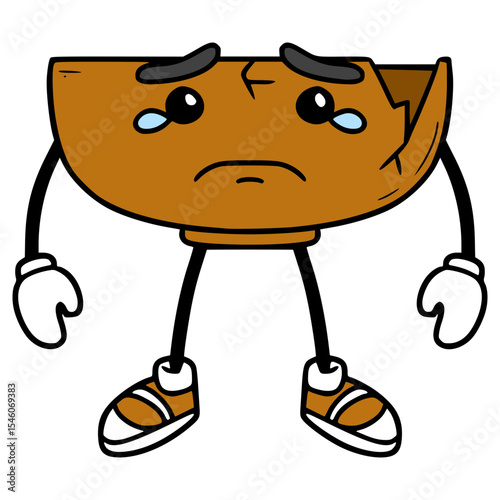 broken bowl character illustration hand drawn isolated vector