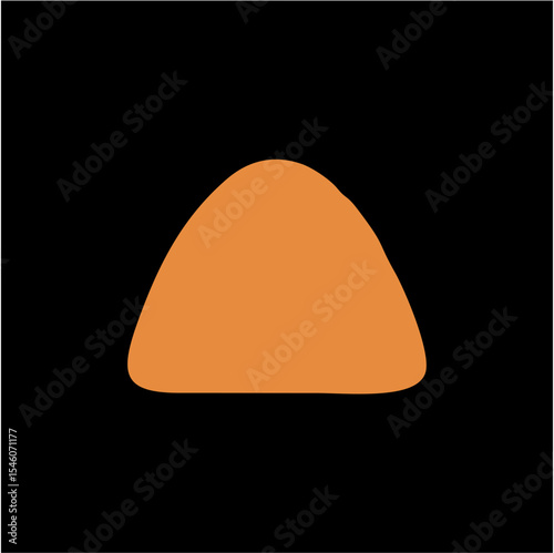 Minimalist Orange Teardrop Point Icon on Black Background – Focus, Origin, and Energy Vector Symbol,A bold vector icon of a rounded triangular or teardrop shape in orange, centered on a solid black ba
