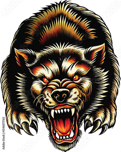 colorful Wolf vector graphic printable design