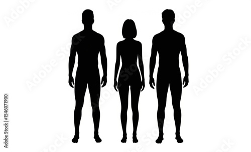 Silhouette of man and woman full body vector on white background