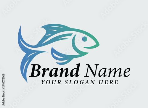 Stylized Fish Logo Seafood Aquarium or Fishing Brand Identity