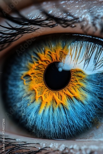 Macro Shot of a Striking Blue and Gold Human Eye