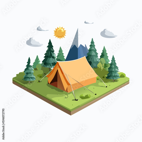 Camping Tent Modern Comic Style Icon - Nature