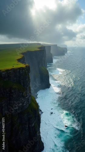 Dramatic Coastal Cliffs: Ireland's Rugged Beauty, Perfect for Travel, Nature, and Adventure Designs