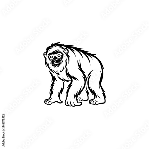 Mysterious creature depicted in bold black outline showcases a unique design for a fantastical world or adventure theme