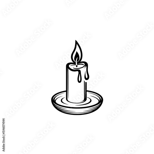 Candle burning gently on a dish, creating a serene ambiance in a dimly lit room with an intimate atmosphere