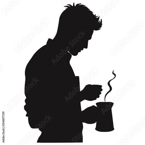 Coffee Brewing Silhouette: A stylish silhouette of a barista meticulously brewing coffee, showcasing the artistry and passion behind a perfect cup.