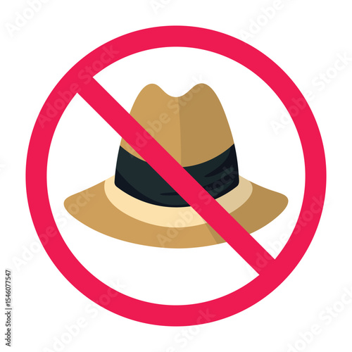 No hat sign, forbidden hat icon, hat not allowed symbol, prohibited hat zone, ban on wearing hats, no fedora hat sign
