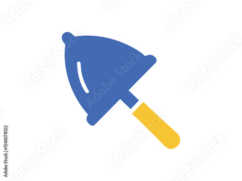 Minimalist Flat Bell Shape Simple Icon with Handle and Blue Color