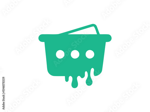 Modern Flat Design Shopping Basket Melt Shape Business Icon