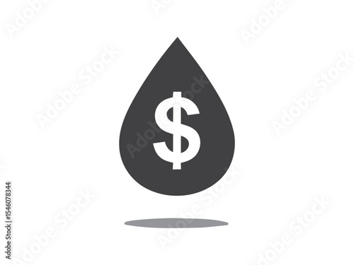 Minimalist Flat Drop of Oil with Dollar Sign Currency Icon