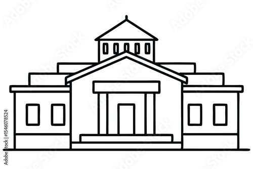 University line art building vector illustration