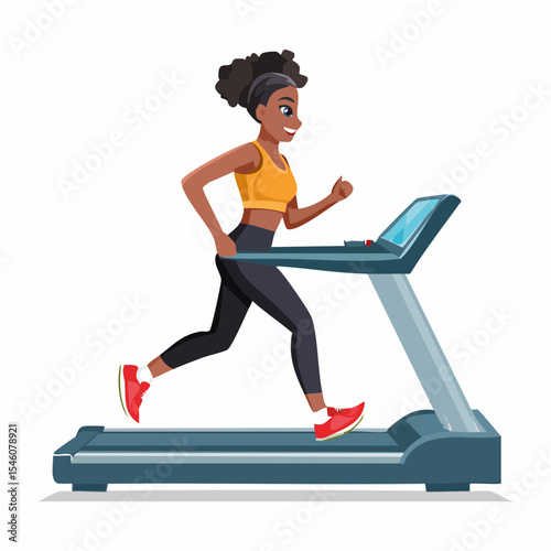 young woman running on a treadmill in a gym