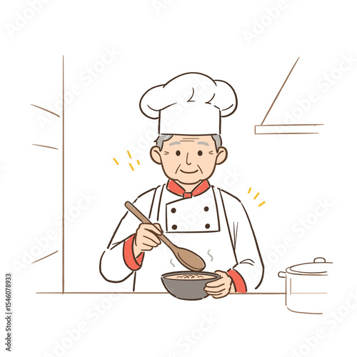  elderly chef cooking meal