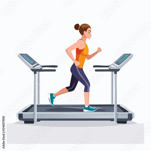 young woman running on a treadmill in a gym