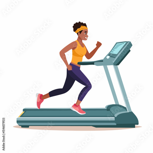 young woman running on a treadmill in a gym