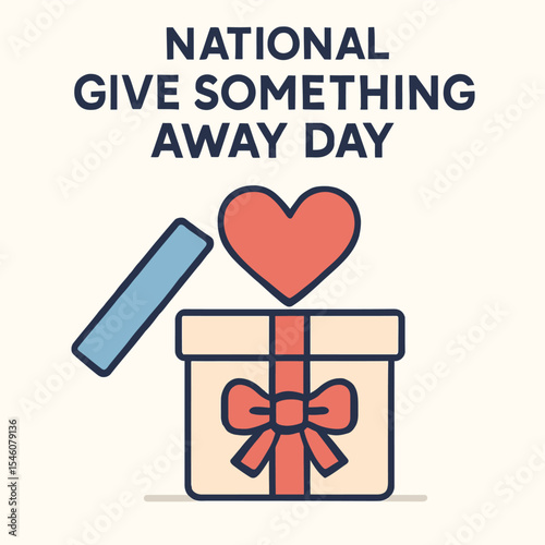 National Give Something Away Day, gift box vector, open present icon, heart from box symbol, generosity day vector, EPS giving illustration, July 15 vector, charity awareness symbol, gift box flat des