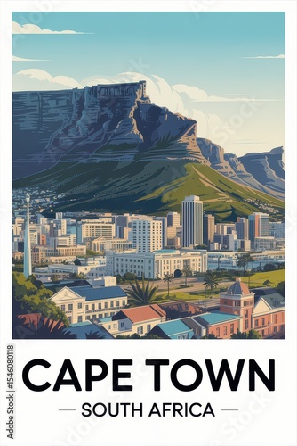 Vintage Travel Poster of Cape Town, South Africa