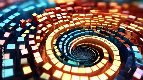 Spiral of Data: An artistic rendering of a data stream spirals outwards, showcasing the flow and complexity of information in a vivid display of digital visualization.