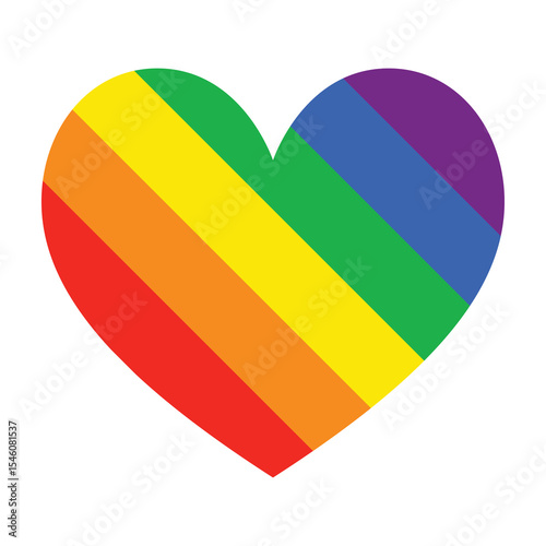 Bright rainbow heart illustration symbolizing love and equality. A bold and colorful image perfect for Pride campaigns