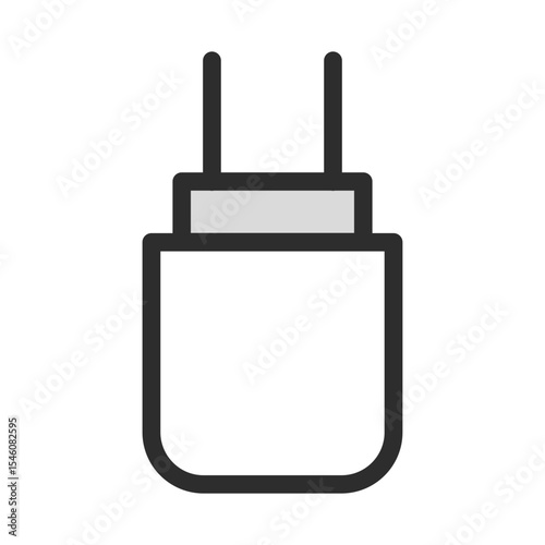 Power Adapter Line Icon: Electrical Charger, USB Plug, Energy Supply, Mobile Device Charging. Editable Vector.