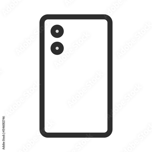 Smartphone Back View Outline Icon. Vector illustration in modern line art style of mobile phone with dual camera. Perfect for technology or communication design.