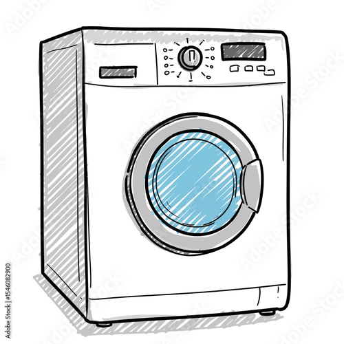 Hand-drawn Style Washing Machine Illustration for Laundry Services, Appliance Repair, and Home Cleaning - Vector Design for Commercial Use