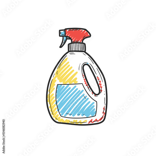 Hand-Drawn Laundry Detergent Bottle Illustration for Cleaning and Stain Removal Projects, Suitable for Laundry Services and Household Product Designs
