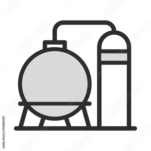 Oil Tank and Storage Facility Line Icon. Industrial Petroleum Refinery or Gas Container Vector. Energy Production, Fuel, and Industry Concept. Editable Stroke.
