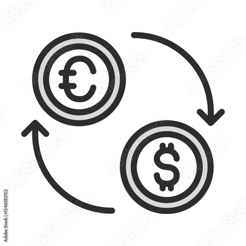Euro and Dollar Currency Exchange Icon in Line Style. Money conversion symbol, financial transaction, foreign exchange, global economy, investment, cash flow. Editable vector.