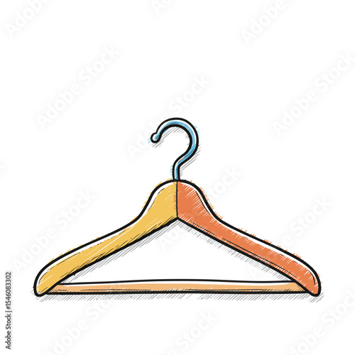 Hand Drawn Clothes Hanger Illustration for Laundry and Fashion Concepts: Stylish Design Element on White Background - Apparel, Clothing, Cleanliness Theme