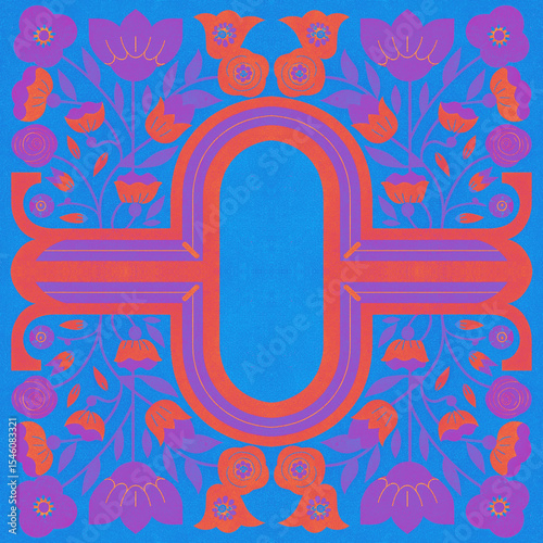 vector floral ornament in the style of the russian folk art