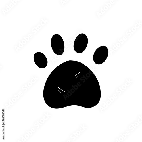 Hand Drawn Cat or Dog Paw Illustration. Doodle Vector. Isolated on White Background - EPS 10 Vector