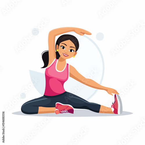 Sport and fitness backgrounds. young woman stretching, vector illustration